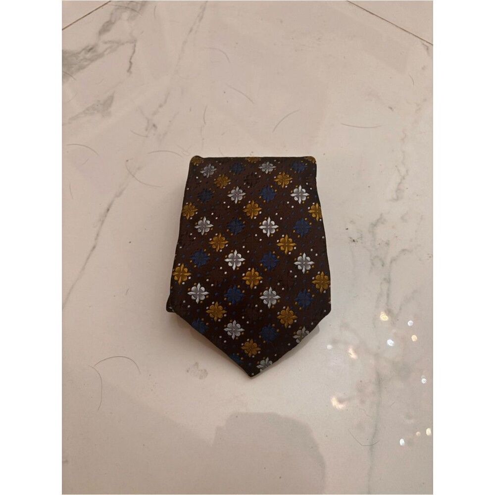 OXXFORD CLOTHES Tie (Brown/Blue/Gold, Silk)